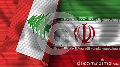 Iran and Lebanon Realistic Flag â€“ Fabric Texture Illustration Stock Photo